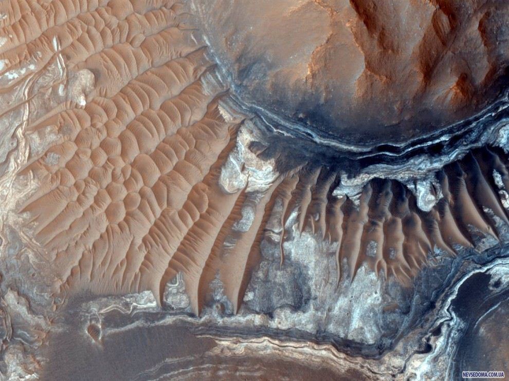20.          , ,    (Noctis Labyrinthus).            Mars Reconnaissance Orbiter.     (CRISM)   ,        .    7 . (University of Arizona via NASA/JPL)