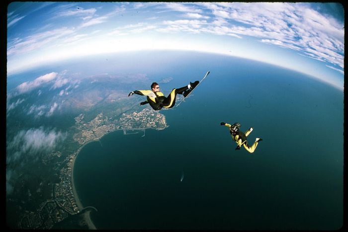 Topless Skydiver